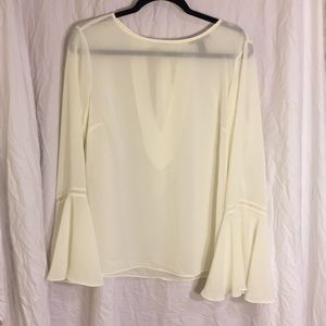 Semi-Sheer Bell Sleeved tie-back Blouse
